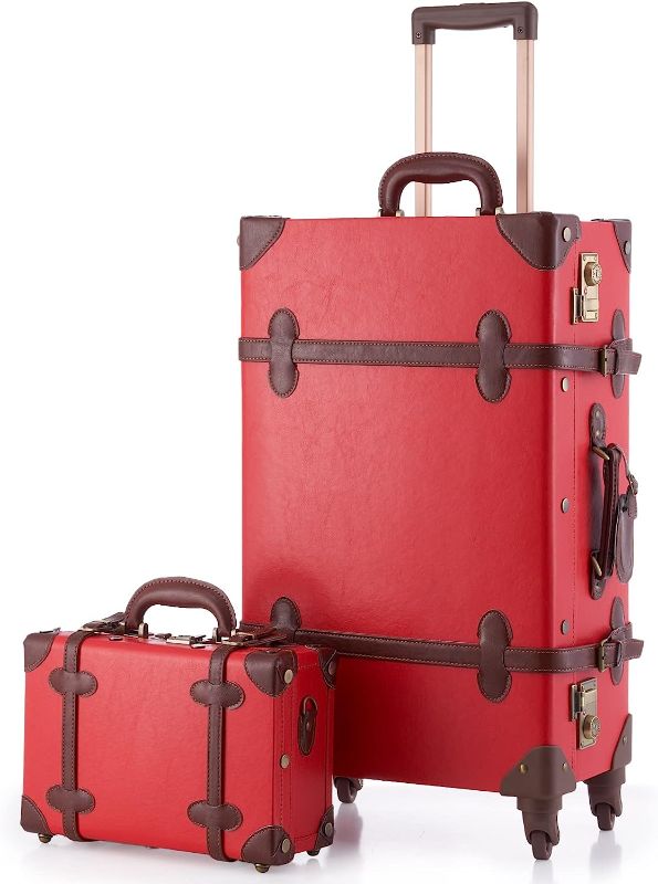 Photo 1 of **see notes** CO-Z Vintage Luggage Retro Suitcase with Spinner Wheels TSA Lock and Carry On Briefcase, Large 24" Trunk