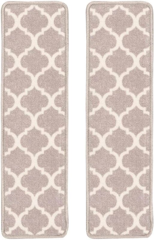 Photo 1 of ** REFERENCE PHOTO ** Benissimo Stair Treads Carpet, Slip Resistant Stair Rugs, Printed Design, Runner for Indoor Wooden Step, Set of 2 (9"x32")