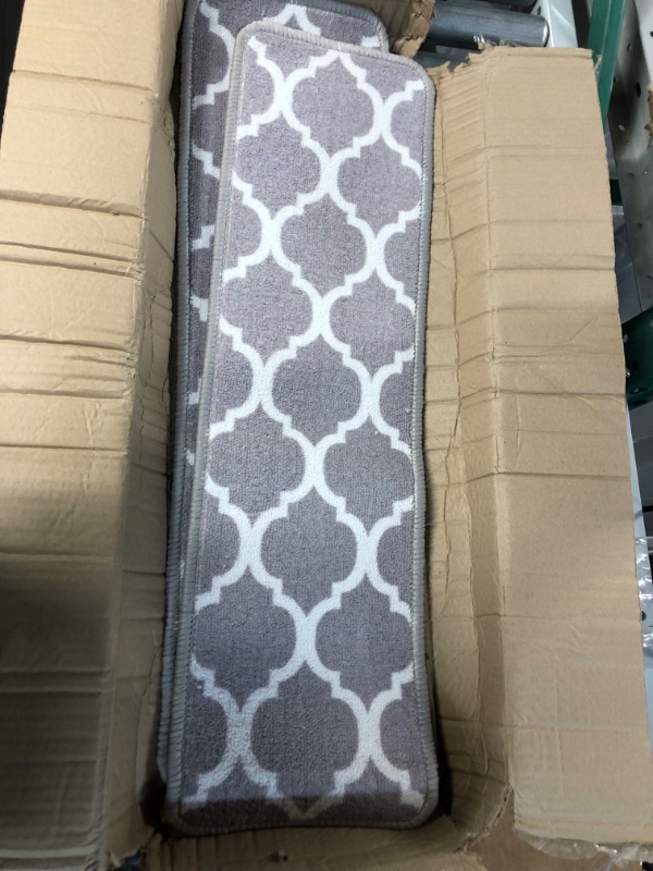 Photo 1 of ** REFERENCE PHOTO ** Benissimo Stair Treads Carpet, Slip Resistant Stair Rugs, Printed Design, Runner for Indoor Wooden Step, Set of 2 (9"x32")