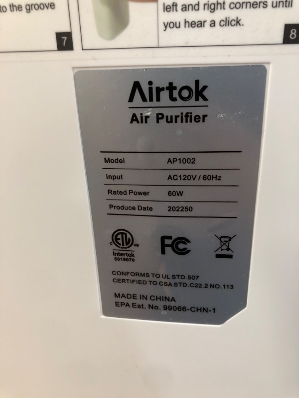 Photo 4 of *lightly used, needs to be wiped and cleaned* AIRTOK Hepa Air Purifiers for Home Large Room up to 1100 ft² H13 True Filter 100% Ozone Free Air Cleaner for Smokers