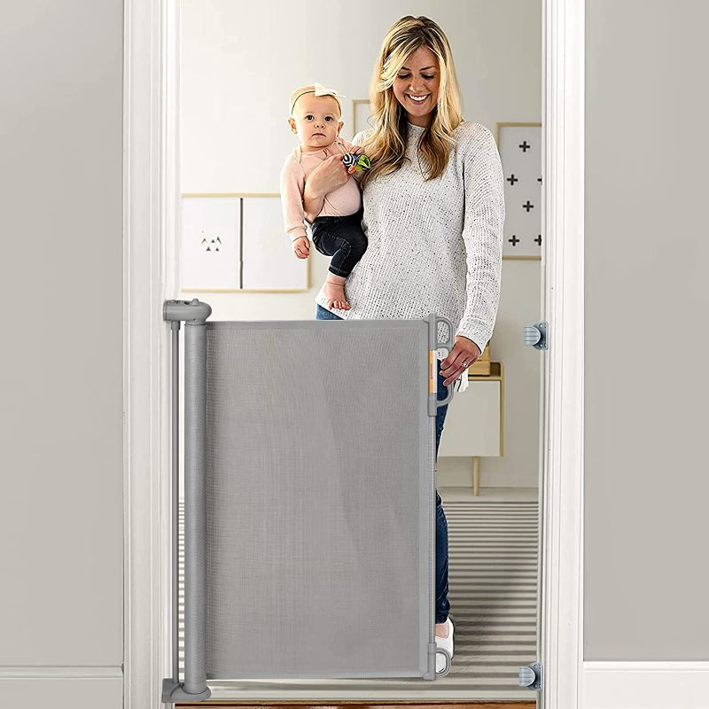 Photo 1 of **SEE NOTES**
Momcozy Retractable Baby Gate, 33" Tall, Extends up to 55" Wide, Child Safety Baby Gates - Grey