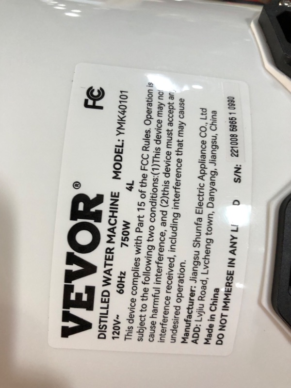 Photo 1 of **SEE NOTES**
ZBPRESS Water Distiller, 6L Home Countertop Distiller Water Machine,900W Water Distillers for Home,Distilled Water Maker, Pure Water Distiller
