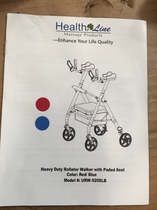 Photo 4 of Heavy Duty Rollator Walker with Armrest by Health Line Massage Products, Bariatric Stand-Up Rolling Walker with seat for Seniors, Mobility Walking Aids for Adults, Supports Up to 500 lbs, Red