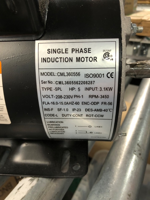 Photo 3 of 5 HP SPL 3450 RPM P56 Frame Air Compressor 60 Hz Electric Motor 208-230 Volts 