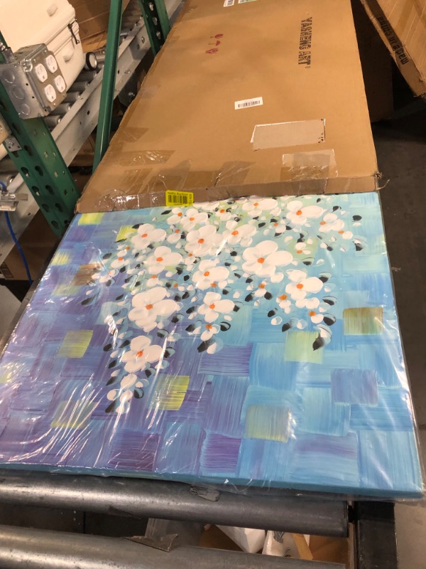 Photo 1 of YaSheng Art -100% Hand-Painted Contemporary Art 3D whit Flowers Oil Painting On Canvas 24x60inch