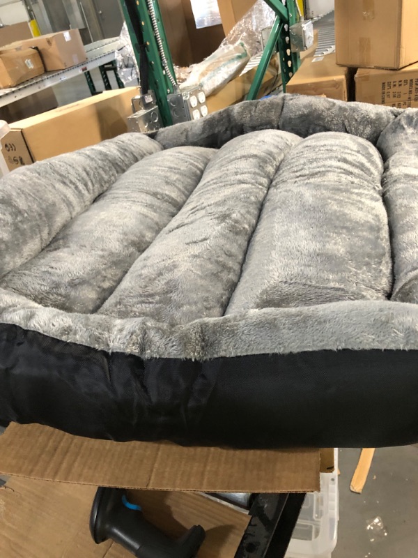 Photo 2 of 42L-Inch Gray Dog Bed or Cat Bew w/ Comfortable Bolster | Ideal for Large Dog Breeds & Fits a 42-Inch Dog Crate | Easy Maintenance Machine Wash & Dry | 1-Year Warranty Charcoal Gray 42-Inch