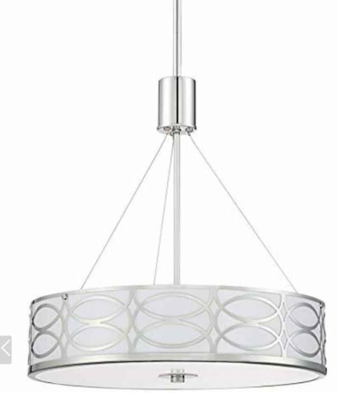 Photo 1 of Kira Home Sienna 18" Modern 3-Light Drum Chandelier + Tempered Glass Diffuser, Adjustable Height, Chrome Finish