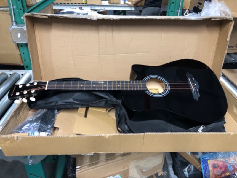 Photo 6 of *IN GOOD CONDITION* Joymusic 38 inch black beginner acoustic guitar