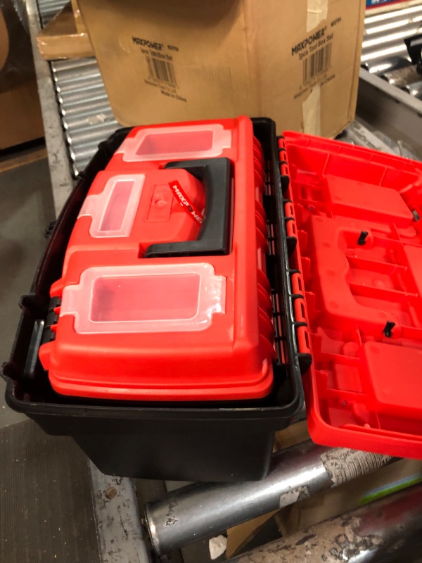 Photo 1 of MAXPOWER Tool Box Set with Removable Tool Trays, Portable Tool Box Organizers, 3 Pieces Plastic Storage Boxes, 13-inch 15-inch & 17-inch 3 Pcs