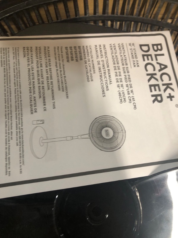 Photo 3 of **MISSING PARTS, NON-FUNCTIONAL** BLACK+DECKER 16 Inches Stand Fan with Remote Black 16"