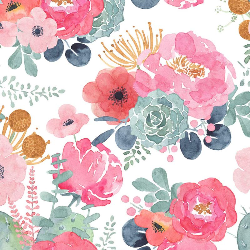 Photo 1 of * 17.7" x 118" *
HAOKHOME 93005-2 Floral Wallpaper Peel and Stick Watercolor Cactus White/Pink/Green/Navy Blue Vinyl Self Adhesive