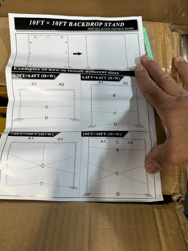 Photo 2 of Fomcet 10FT x 10FT Backdrop Stand Heavy Duty with Base, Gold Portable Adjustable Pipe and Drape Backdrop Stand Kit, Square Metal Arch Party Frame for Wedding Birthday Parties Banquet Decorations 10 x 10 FT(HxW) 10FT-Gold-F1017637657
