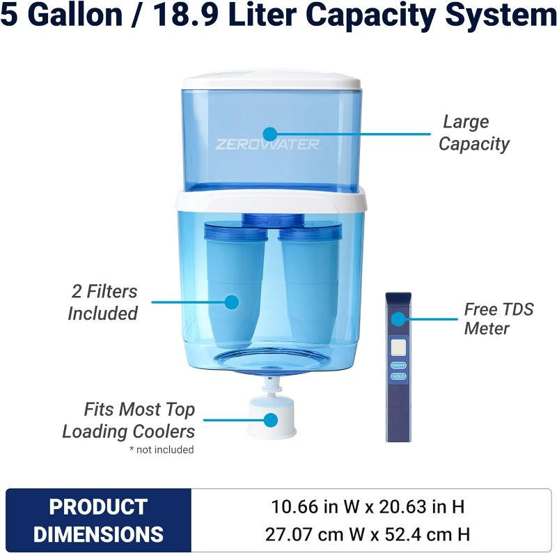 Photo 1 of 
ZeroWater ZJ-004S, Refillable Filtered Water Cooler Jug, 5 Gallon Capacity, NSF Certified to Reduce Lead, Other Heavy Metals and PFOA/PFOS