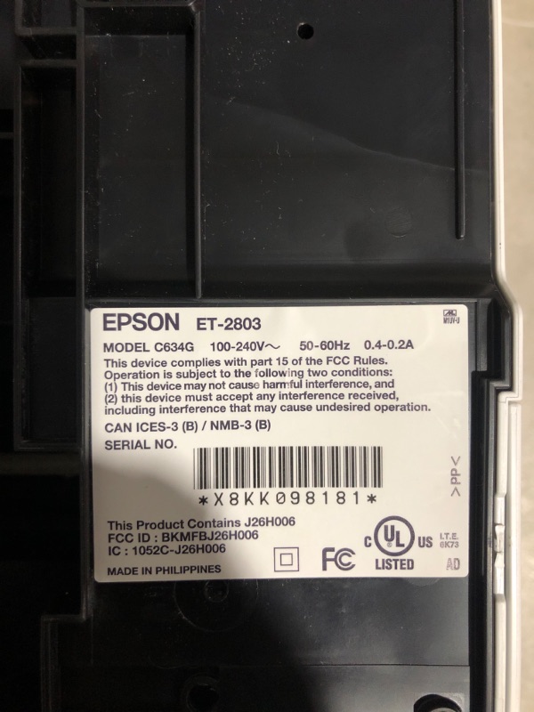 Photo 6 of * used * Ink pads need replaced

Epson EcoTank ET-2803 Wireless Color All-in-One Cartridge-Free Supertank Printer with Scan, Copy and AirPrint Support