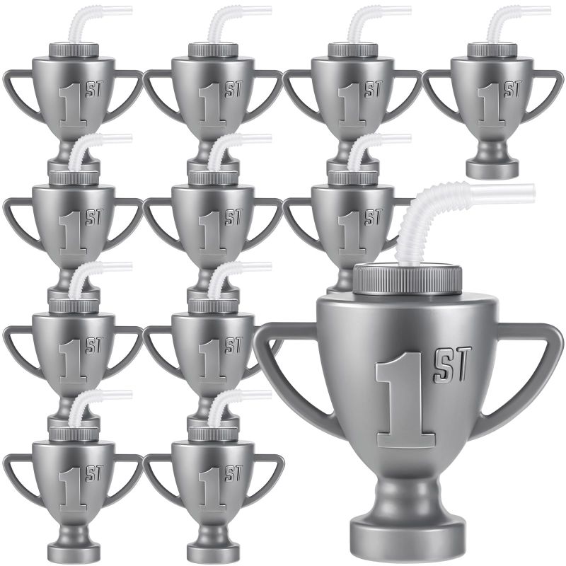 Photo 1 of Amyhill 12 Pcs Race Car Trophy Cups With Straws and Lids 12 Oz Plastic