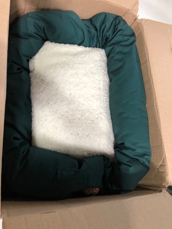 Photo 2 of 40 inch Green & Sherpa Bagel Dog Bed By Majestic Pet Products