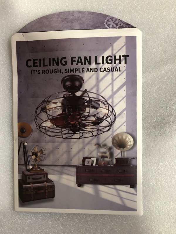 Photo 2 of Dannilong Ceiling Fans with Lights - Modern Enclosed Ceiling Fan Indoor with Remote Control, Black Caged Industrial Ceiling Fan Light Kit for Living Room, Bedroom, Kitchen (Stripped)