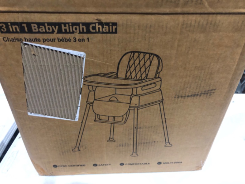 Photo 2 of 3 in 1 Baby High Chair, Portable High Chairs for Babies and Toddlers,foot rest grey