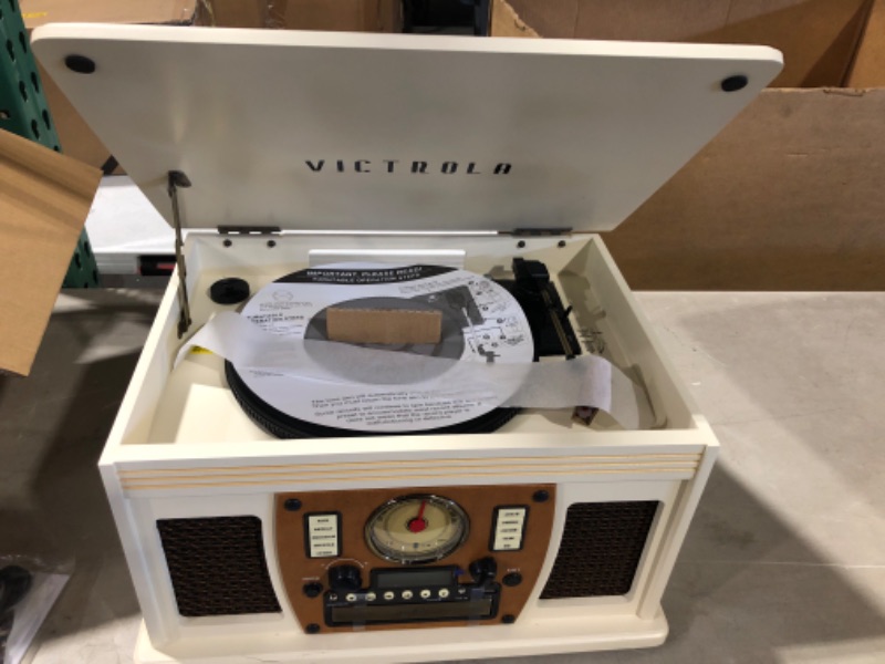 Photo 7 of Victrola 8-in-1 Bluetooth Record Player & Multimedia Center, Built-in Stereo Speakers - Turntable, Wireless Music Streaming, Real Wood | 