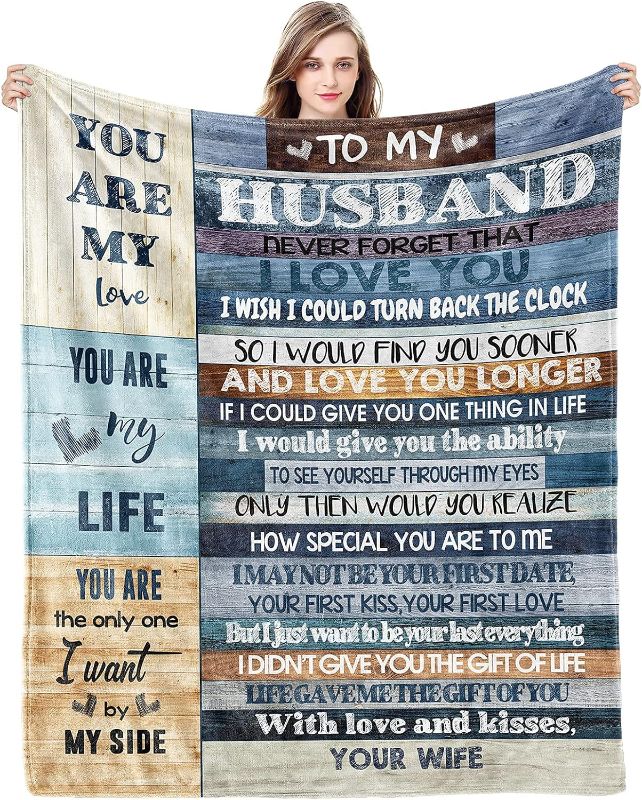 Photo 1 of **STOCK PHOTO JUST FOR REFERENCE**
Gifts for Husband, Husband Gifts Blanket from Wife, Anniversary Romantic Gifts for Him, Birthday Gifts for Husband Blanket 60"x50"