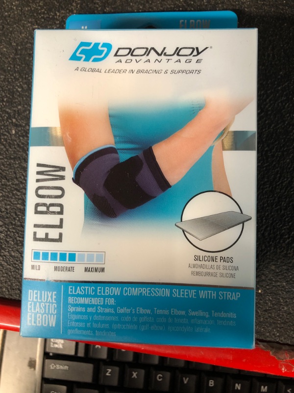 Photo 2 of DonJoy Advantage DA161ES02-TAN-M Deluxe Elastic Elbow for Sprains, Strains, Golfer's and Tennis Elbow, Swelling, Tan, Medium 9", 10.5" Medium 9-10.5"