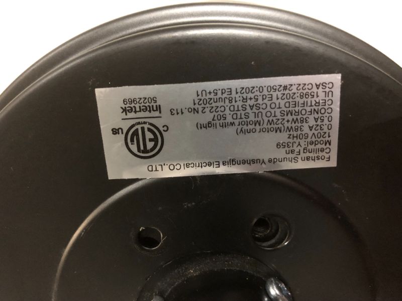 Photo 6 of ***MISSING BLADES AND REMOTE - UNABLE TO TEST - OTHER PARTS LIKELY MISSING AS WELL***
YOUKAIN 52 Inch Indoor/Outdoor Modern Ceiling Fan, Matte Black, 52-YJ359-BK