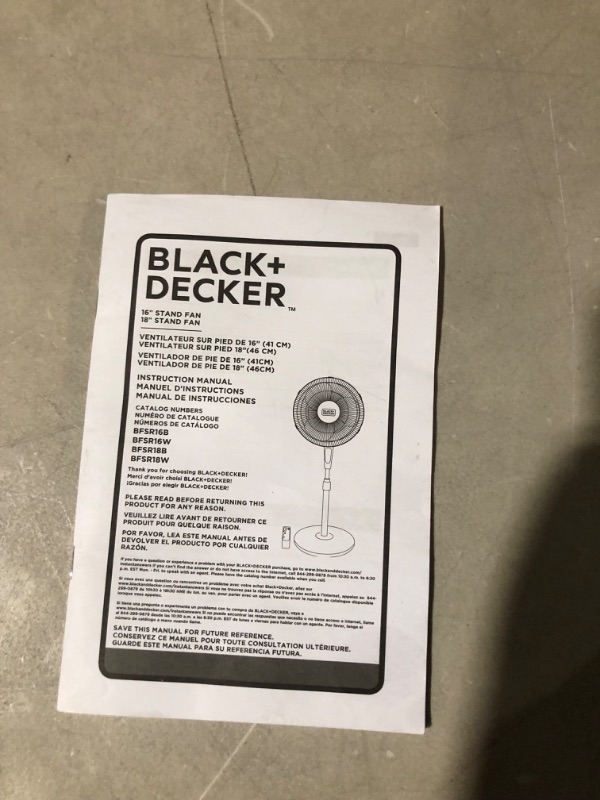 Photo 3 of ***NONFUNCTIONAL - MAJOR DAMAGE - REMOTE MISSING - FOR PARTS ONLY***
BLACK+DECKER 16 Inches Stand Fan with Remote Black 16"