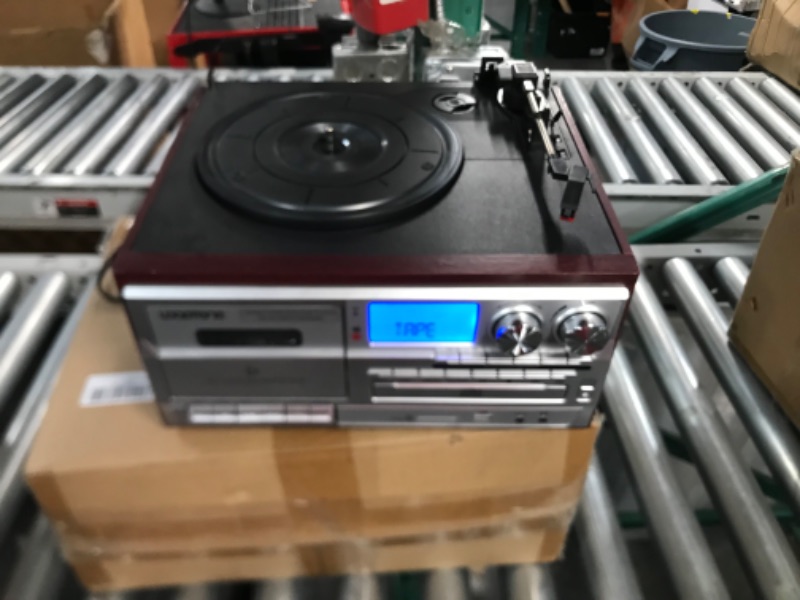 Photo 2 of LoopTone Vinyl Record Player 9 in 1 3 Speed Bluetooth Vintage Turntable CD Cassette Player AM/FM Radio USB Recorder Aux-in RCA Line-Out