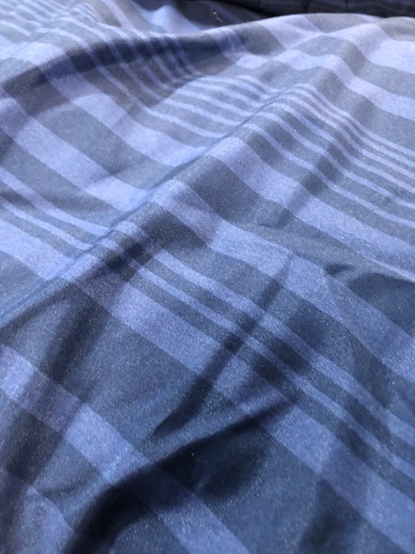 Photo 1 of Amazon Basics Lightweight Microfiber Bed-In-A-Bag 5 Piece Comforter Bedding Set, Twin/Twin XL, Blue Calvin Striped Blue Calvin Striped Twin/Twin XL