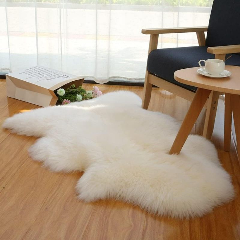 Photo 1 of  Sheepskin Rug, Genuine New Zealand Large Natural Lamb Skins, Real Sheep Skin Fur Throw for Chair, Bedroom and Living Room