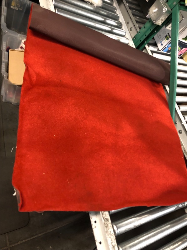 Photo 2 of ***USED - DIRTY - NO PACKAGING***
BannerBuzz Red Carpet, 1500 GSM Tufted Loop Pile of Polypropylene Yarn, Ideal for Indoor/Outdoor Events (3' W X 10' H, Red)