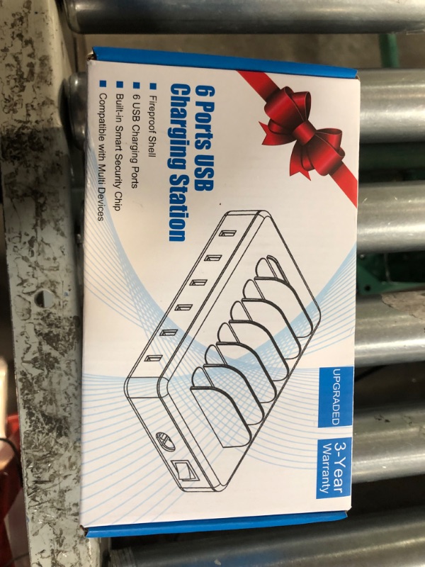 Photo 1 of Charging Station for Multiple Devices - 6 Port Fast Charging Station for iPhone iPad Android and Tablet - Multi Charging Station - Phone Charging Station with 6 Mixed Cables Included(UL Certified) silver