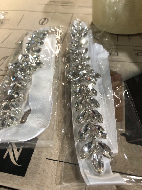 Photo 1 of ***bundle of 2****Glittering AB Crystal Glass Decals Silver AB Rhinestone Applique DIY Sewing Wedding Clothing Shoes Accessories YHZ0AB YHZ007-silver