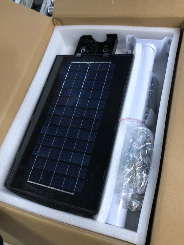 Photo 3 of BUYTHA Solar Street Lights Outdoor - 600W Solar Parking Lot Lights, 6500K Solar Led Outdoor Lights, Solar Lights Outdoor Waterproof, Dusk to Dawn, Solar Powered, Commercial Grade Solar Street Lights Outdoor 600W 2 Packs