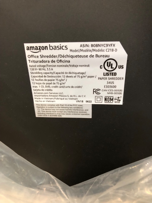 Photo 2 of Amazon Basics 12 Sheet Micro-Cut Paper,Credit Card and CD Shredder for Office/Home