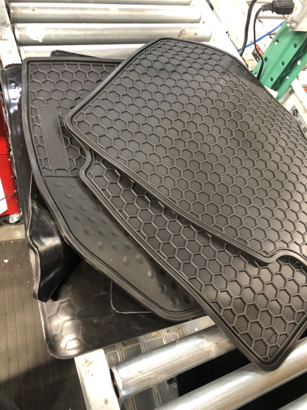 Photo 2 of San Auto Full Black Rubber Car Floor Liners Set All Weather Protection Heavy Duty Odorless