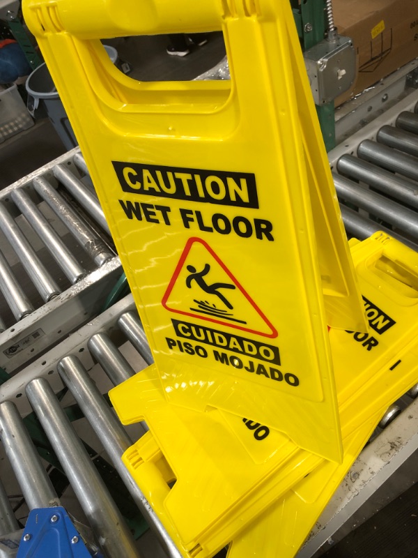 Photo 3 of XPCARE 4-Pack Caution Wet Floor Sign yellow - double sides 