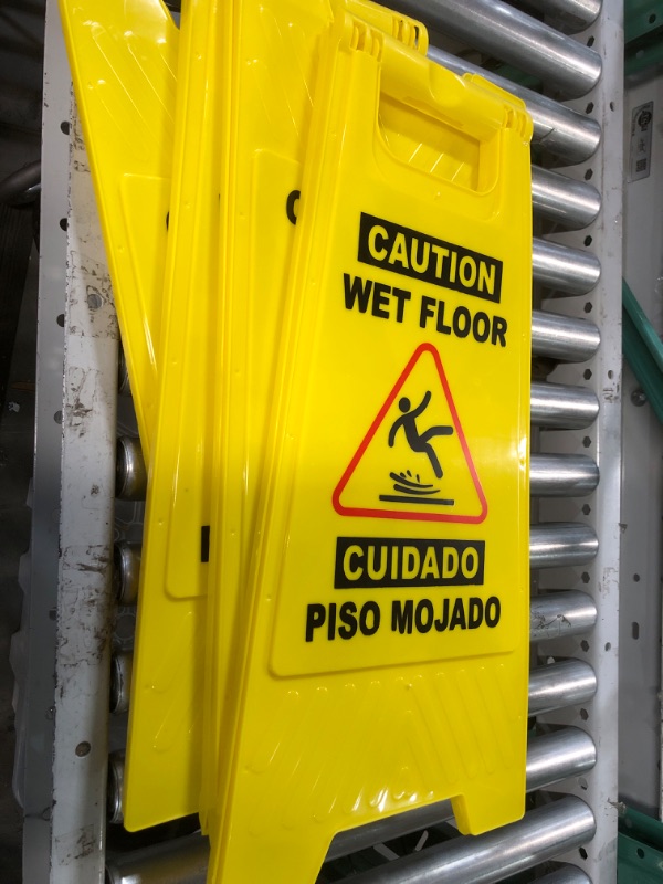 Photo 2 of XPCARE 4-Pack Caution Wet Floor Sign yellow - double sides 