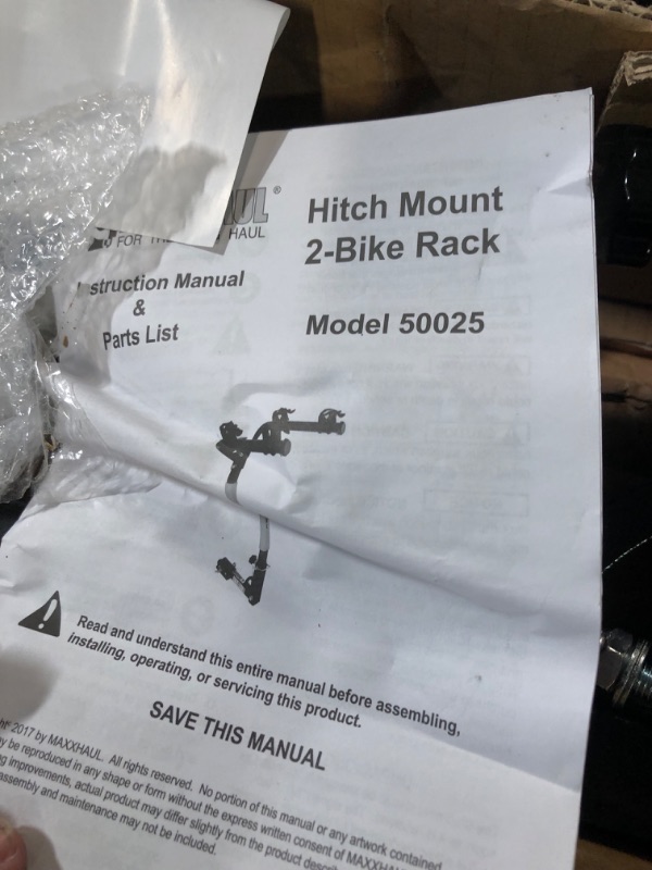 Photo 6 of MaxxHaul 50025 Hitch Mount 2 Bike Rack For Cars, Trucks, SUV's, Minivans - 100 lb. Capacity