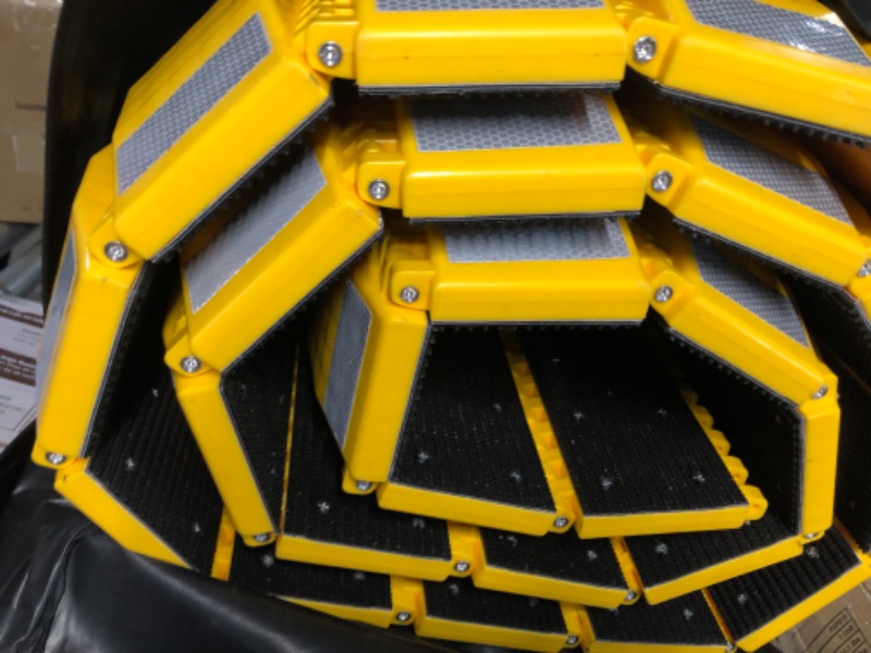 Photo 1 of Pyle Portable Vehicle Traffic Speed Bump - 9.8' ft Heavy Duty Reflective Plastic Humps, Car Truck Automotive Vehicles Speed Bumps for Asphalt Concrete Gravel Garage Driveway Roads Parking Lot - PSPD16