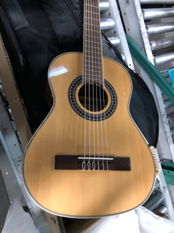 Photo 2 of Classical Guitar with Soft Nylon Strings by Hola! Music, Half 1/2 Size 34 Inch for Junior Kids Model HG-34GLS, Natural Gloss Finish - FREE Padded Gig Bag Included 1/2 Size - 34"