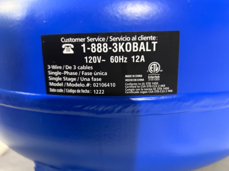 Photo 5 of ***PARTS ONLY NON REFUNDABLE*** Kobalt 6-Gallons Portable 150 Psi Pancake Air Compressor