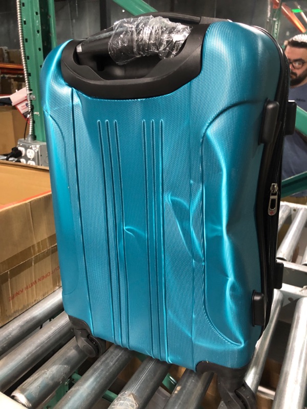 Photo 3 of ***DAMAGED***Travelers Club Chicago Hardside Expandable Spinner Luggage, Teal, 20" Carry-On Teal 20" 