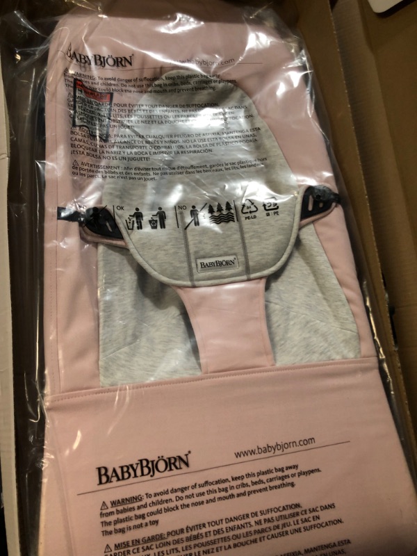 Photo 4 of BABYBJORN Bouncer Balance Soft - Light Pink/Gray, Jersey Cotton Cotton/Jersey Light 