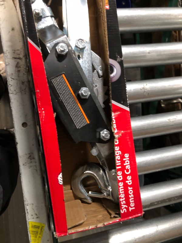 Photo 1 of BIG RED T32054 Torin Come-Along Double Gear Hand Cable Puller with 3 Hooks: 4 Ton (8,000 lb) Capacity, Red 4T Steel Cable