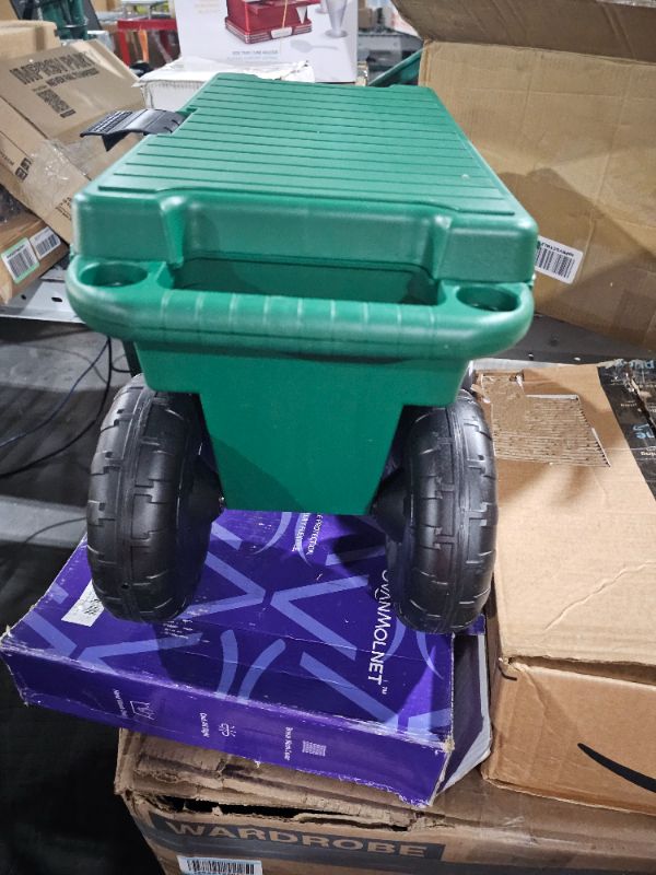Photo 4 of Garden Cart Utility Wagon – Rolling Storage Bin with Bench Seat and Interior Tool Tray