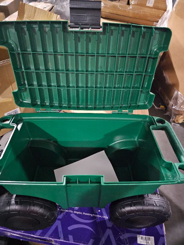 Photo 3 of Garden Cart Utility Wagon – Rolling Storage Bin with Bench Seat and Interior Tool Tray