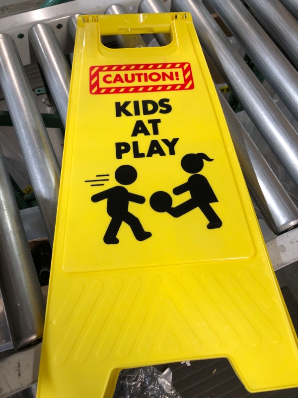 Photo 3 of 4 PCS Caution! Kids at Play! Warning Board Sign Kids Playing for Yards, Neighborhoods, Schools, Day Cares, Park & Street, Sidewalk, & Driveway