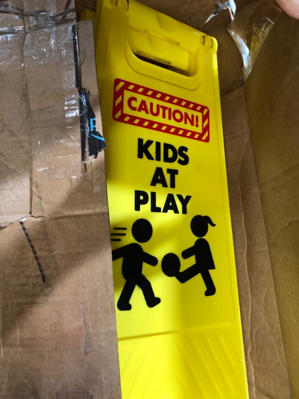 Photo 2 of 4 PCS Caution! Kids at Play! Warning Board Sign Kids Playing for Yards, Neighborhoods, Schools, Day Cares, Park & Street, Sidewalk, & Driveway