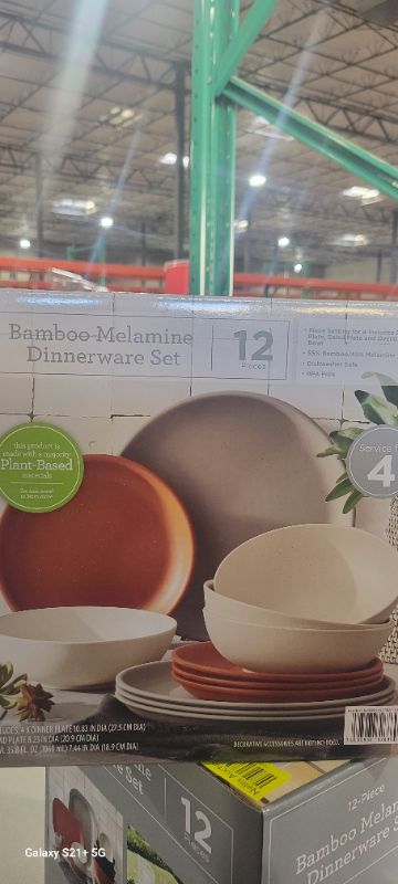 Photo 1 of 12 PC BAMBOO MELAMINE DINNER SET 